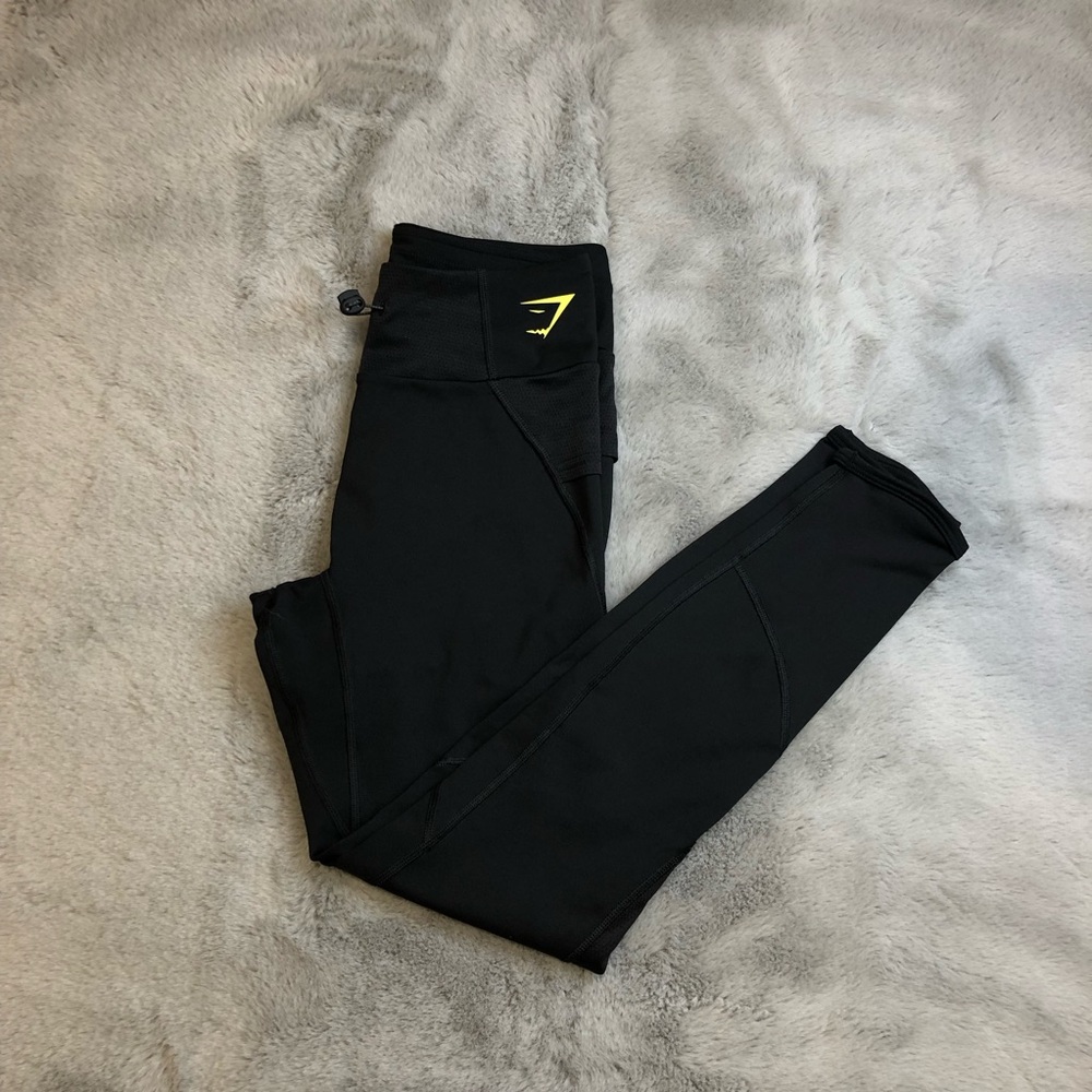 Gymshark women’s Black Leggings with Yellow Logo